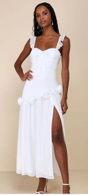 White Dress With Slit thumbnail 1