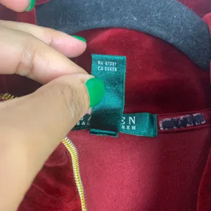 Lauren Ralph Lauren Women’s Medium Velvet Crest Zip Jacket Rich Red Glam Street thumbnail 11