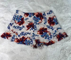Free People Floral Shorts Size 8 Blue Red Cream Boho High Rise Flowy thumbnail 2