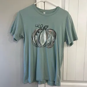 Bella Canvas Fall Pumpkin Watercolor Graphic Short Sleeve T-Shirt thumbnail 1