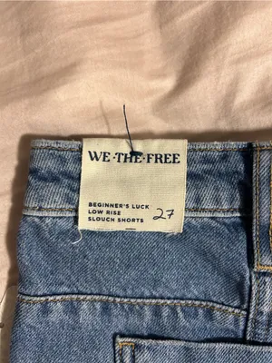 Free People We The Free Medium Blue Low Rise Slouch Denim Shorts Size 27 thumbnail 6