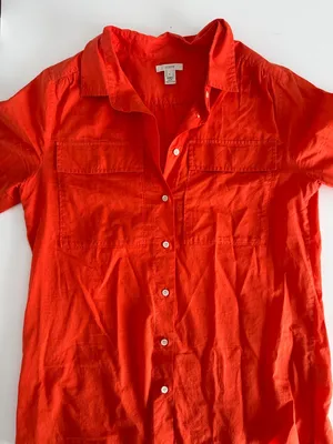 J. Crew Men’s Short-Sleeve Button-Down Shirt in Vivid Orange thumbnail 1