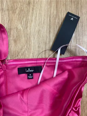 Lulu's Hot Pink One-Shoulder Satin Peplumi Mini thumbnail 5