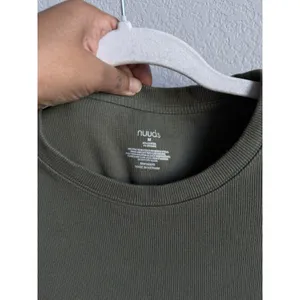 Nuuds Long Sleeve Cotton Jersey Crew Neck Thong Style Bodysuit Dark Olive Size M thumbnail 8