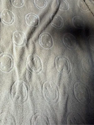 aerie Beige Wide-Leg Cozy Track Pants with smiley faces embossed thumbnail 2