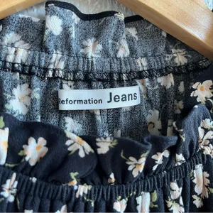 Reformation Ecovero‎ Black Floral Long Sleeve Theodora Top Blouse Size XS thumbnail 3