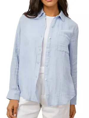J. Crew Light Blue Cotton Gauze Button Up Shirt Women’s XS thumbnail 1