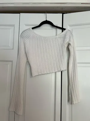 Princess Polly White ribbed off the shoulder sweater thumbnail 2