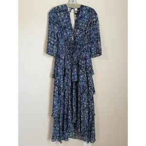 Maje‎ Maxi Ruffle Dress Womens Med Tiered High Low size 38 thumbnail 3
