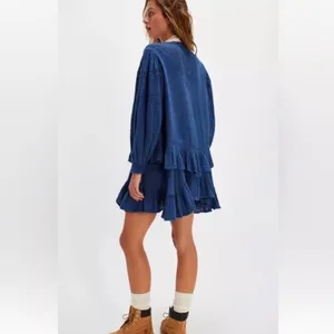 NWT FREE PEOPLE sachi mini dress in Big Dipper blue sz‎ S thumbnail 2