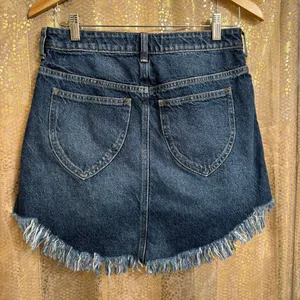 We The Free People Bailey Raw Hem Dark Blue Denim Mini Skirt Size 28 thumbnail 2