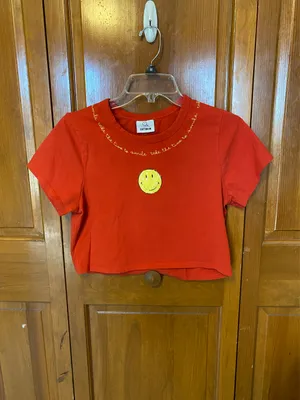 Cotton On Red Smiley Face Crop Tee  thumbnail 3