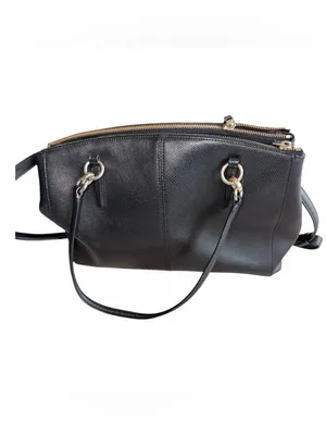 Authentic Coach Black Pebbled Leather Top-Handle Shoulder Bag with Gold Hardware thumbnail 4