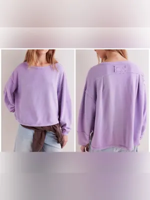 NWT Free People We The Free Total Eclipse Tee - sugared violet - small thumbnail 2