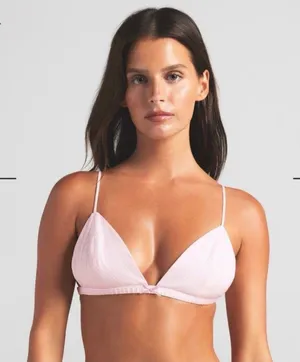 Skims Cotton Poplin Triangle Bralette Cherry Blossom Stripe XL thumbnail 1