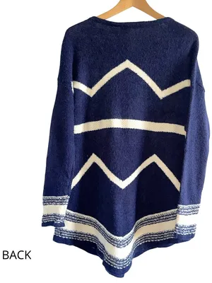 Lauren Ralph Lauren Wool Chevron Knit Tunic Sweater M thumbnail 3