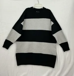 ASOS Black and Gray Wide Stripe Crewneck Sweater 1187 thumbnail 1