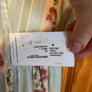WeWoreWhat Corset Midi Dress, Victorian Floral Stripe/ Rosewood Multi, size M NW thumbnail 8