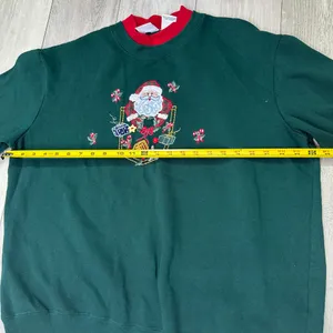 Vintage Bobbie Brooks green 90s Santa christmas‎ embroidered sweatshirt size xl thumbnail 4
