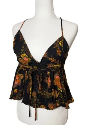 URBAN OUTFITTERS Wrap Front Tank Top Blouse Top Shirt Size Small Floral thumbnail 1
