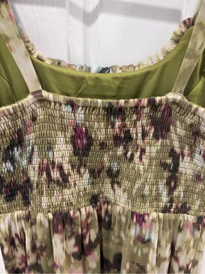 Stitch Fix nine britton Aubriella Olive Floral Tiered maxi size Medium thumbnail 5