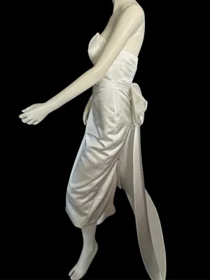 Miss Veil Strapless Fitted Wedding Dress with Removable Bow Train White NWT thumbnail 2