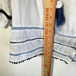 J Jill‎ Peasant Top Sz Medium Boho Western Embroidered Tassel Ties thumbnail 6