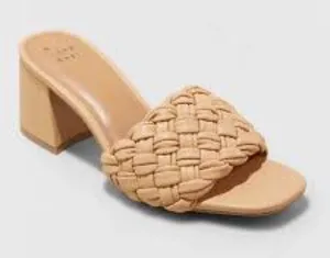 NWT a new day tan faux leather heel sandals thumbnail 1