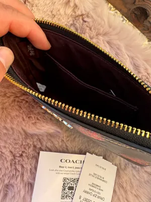 NWT Coach CDF05 Corner Zip Wristlet With Cherry Print Smooth Leather Black Multi thumbnail 5