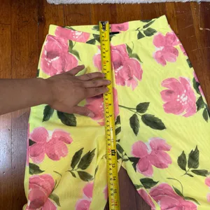 White Fox Boutique Yellow Straight-Leg Pants with Pink Floral Print thumbnail 3