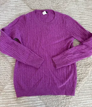 J. Crew Cable Knit Sweater Magenta thumbnail 1