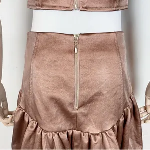 Elliatt Doris BrownPuff Sleeve Keyhole Crop Top & Mini Skirt Two Piece Set Small thumbnail 8