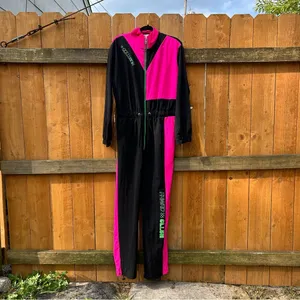 ASOS Collusion Brand Ski Style Indoor/outdoor Jumpsuit size‎ 10 black pink retro thumbnail 2