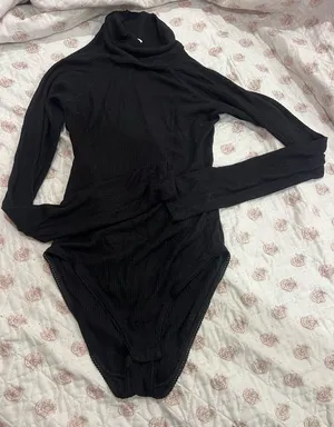 Free people soft Black Long Sleeve thermal Bodysuit thumbnail 1