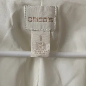 Chico's‎ 1 Cream Double Breasted Belted Trench Jacket Short Coat 3/4 Sleeve thumbnail 6