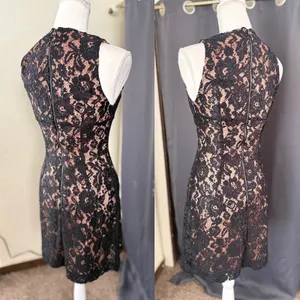French Connection Floral Lace Sleeveless Mini Cocktail Dress Womens 4 Black Nude thumbnail 11