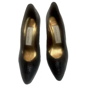 Vintage Brown Faux Crocodile Pumps Embossed Leather Heels Naturalizer Size 7.5 thumbnail 6