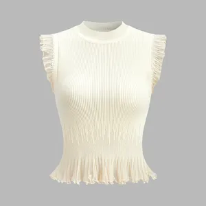Commense Ribbed Knit Ruffle Top size small thumbnail 2