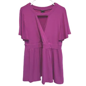 Torrid Fuschia Studio Knit Choker Surplice Babydoll Top Size 0 (12) thumbnail 3