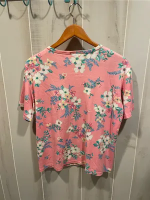 Cute vintage 90s floral USA tropical floral pocket t-shirt broken in twee thumbnail 4