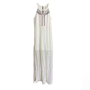 Gentle Fawn Gream Lace Embroidered Maxi Dress Womens L Boho Festival Sleeveless thumbnail 2