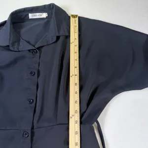 Navy Blue‎ Button Front Midi Shirt Dress – Size M Longe Sleeves thumbnail 7