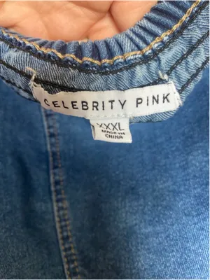 Celebrity Pink Denim Mini Dress Y2K Cargo Casual Cool Girl City Western 2000s 3X thumbnail 4