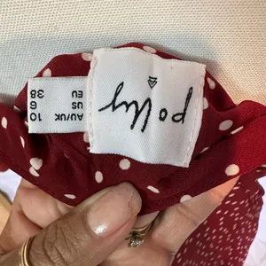 Chic Burgundy Polka Dot Mini Skirt Red Size 6 thumbnail 4