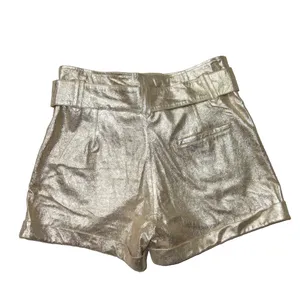 Sézane NWT Romeo Short in Golden Leather Belted Pleated Shorts 42 / 10 thumbnail 8