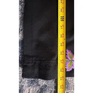 Foot Prints Maxi Dress Size Small Black Leaves Embroidered Lagen Harvest Pockets thumbnail 9