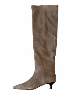 NEW ALDO Pull On Suede Kitten Heel Boot Gray SZ-5 Kitten Heel thumbnail 3