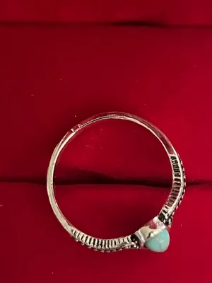 Boho/Vintage Design Stainless Steel Silver Faux Turquoise Ring Size 7 NWT thumbnail 3