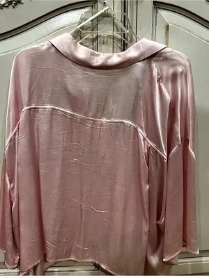 Zara pink satin effect crop top button up Size XS thumbnail 6