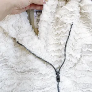 Patagonia • Pelage Fleece Vest cream faux fur zip front asymmetrical shawl thumbnail 7